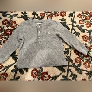 Ralph Lauren Gray Waffle Henley knit top 9Months